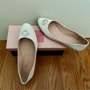 Kate Spade Pallenberg Flats with Heart Accent White Optic 9.5 B Women’s